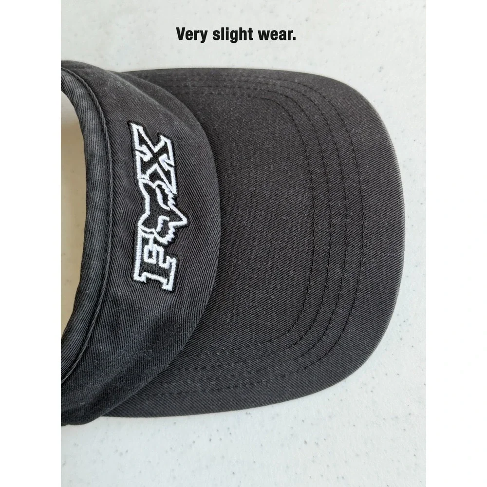 Vintage 90s Fox Racing Motocross Logo Sun Visor Black Adjustable Hat Y2K